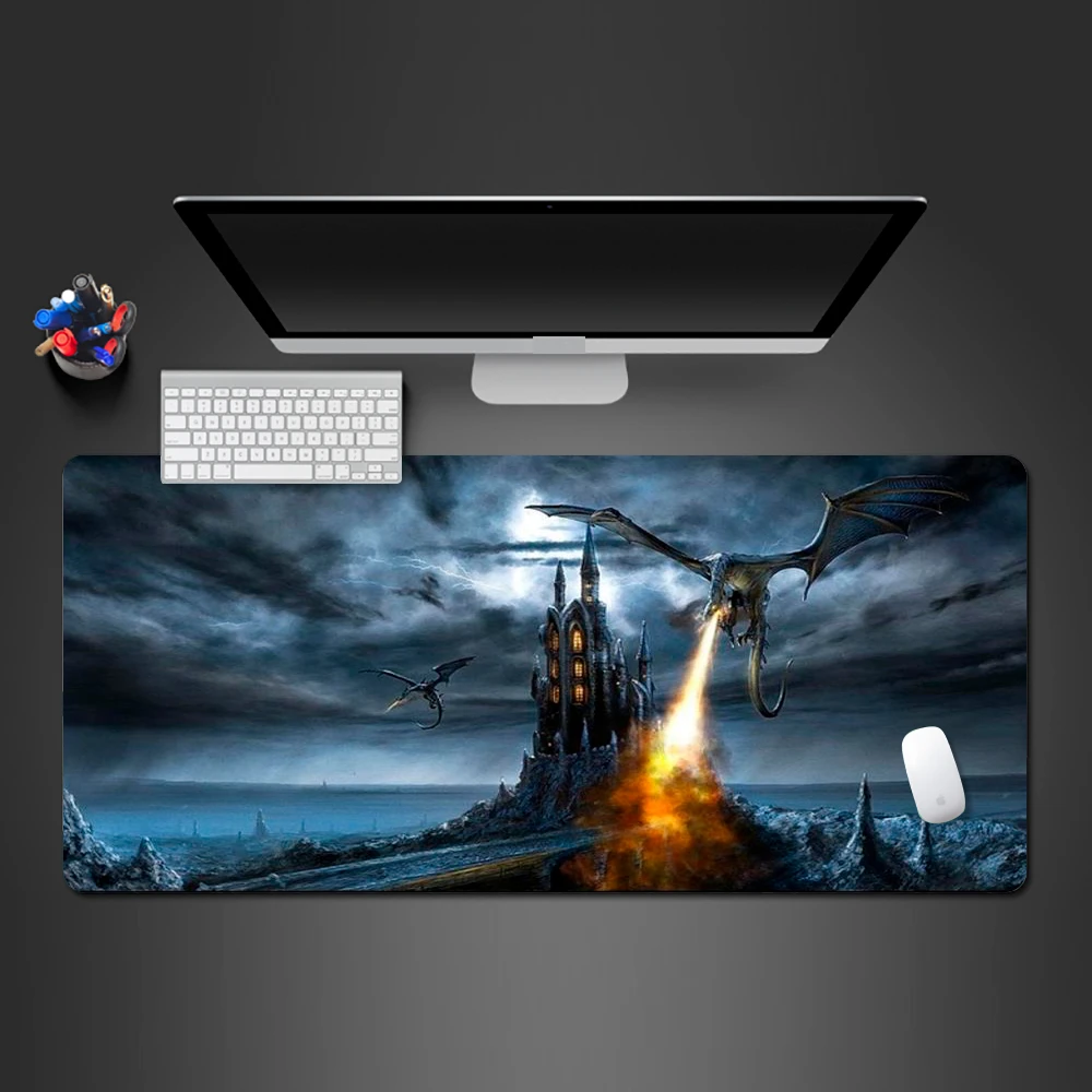 

Skyrim Dargon Game Mouse Pad Super Cool Senior Lock Edge PC Gaming Computer Keyboard Mouse Mat Gamer Mat For Mouse To Gamer