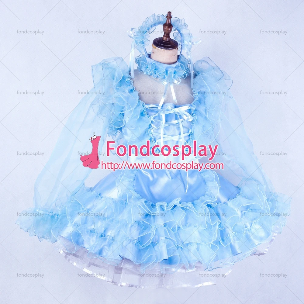 Сексуальная одежда для взрослых с крестом fondcosplay женское Короткое синее атласное