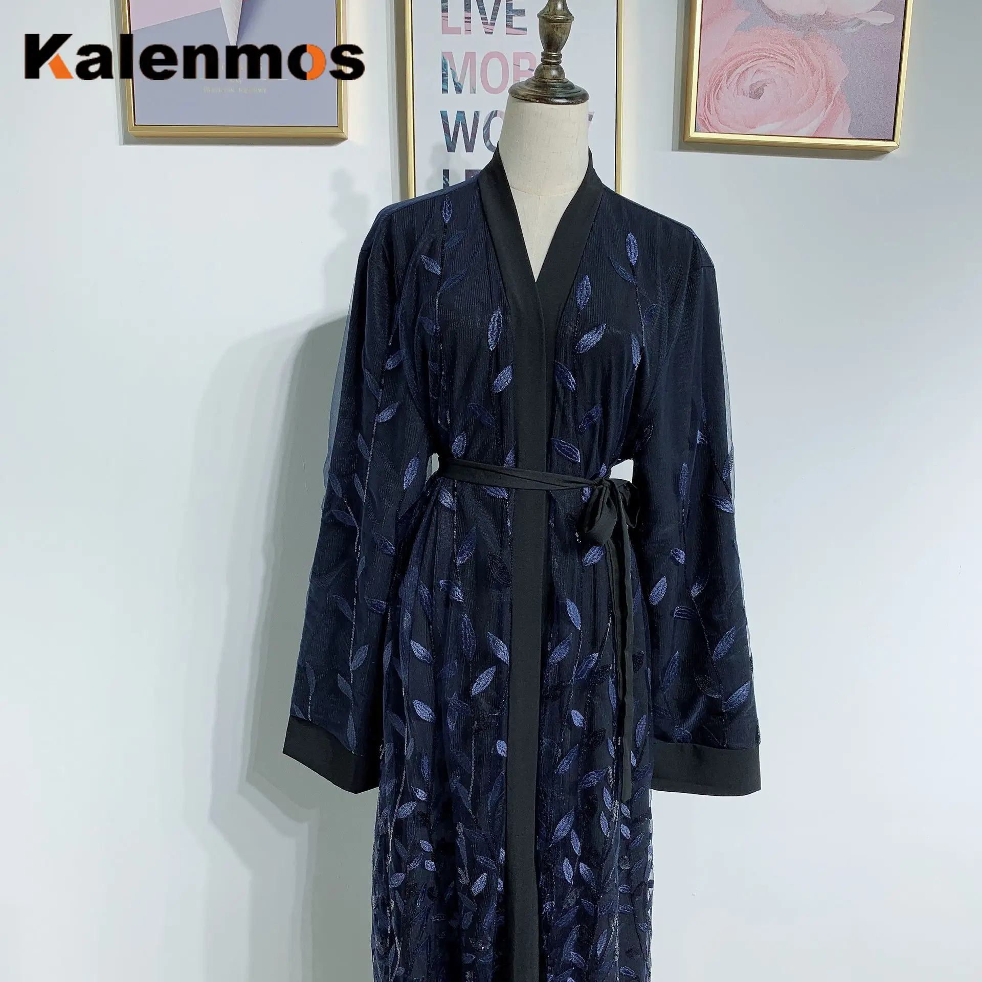 Новое шикарное мусульманское платье Abaya женское с вышивкой и пайетками на