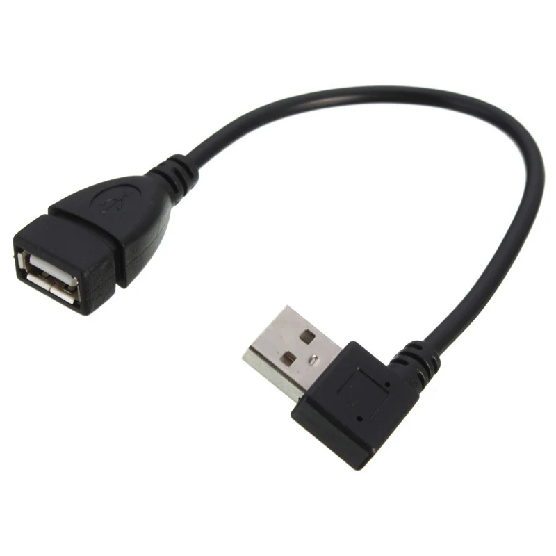 

10cm 20cm USB 2.0 A Male to Female 90 Angled Extension Adaptor cable USB2.0 male to female right/left/down/up Black cable cord