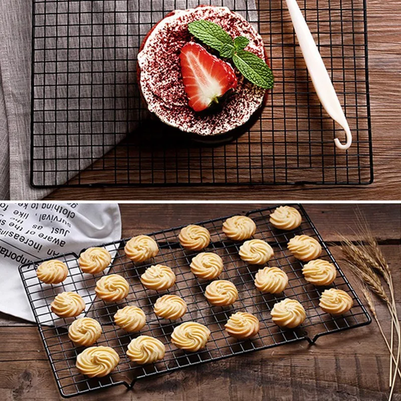 

2Pcs Metal Cake Cooling Rack Grid Net Baking Tray & 10 Pieces 4 Inch Round Aluminum Cake Pan Set Non-Stick