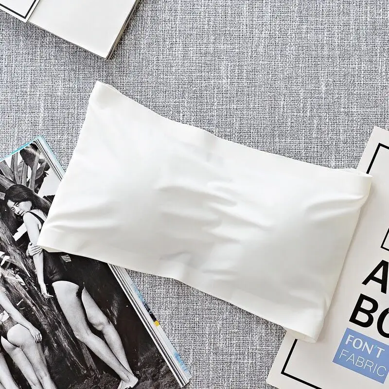 

Linbaiway Sexy Bras Women Ice Silk Strapless Bralette Wire Free Push up Wedding Brassiere Lingerie Female Invisible Chest Tube