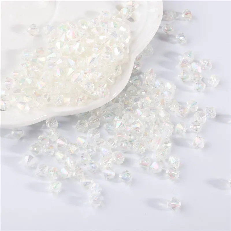 100Pcs 6mm Crystal Rhomb Beads Acrylic Bicone Loose Spacer Bead Shiny Pearls For Bracelet DIY Jewelry Making Wholesale | Дом и сад