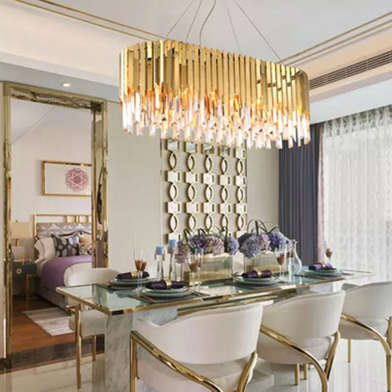 Роскошные подвесные светодиодные светильники из золотистой стали 304 для