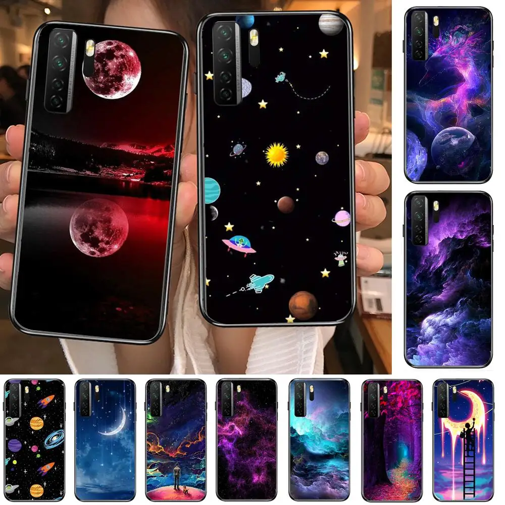 

2021 starry sky moon planet Black Soft Cover The Pooh For Huawei Nova 8 7 6 SE 5T 7i 5i 5Z 5 4 4E 3 3i 3E 2i Pro Phone Case case
