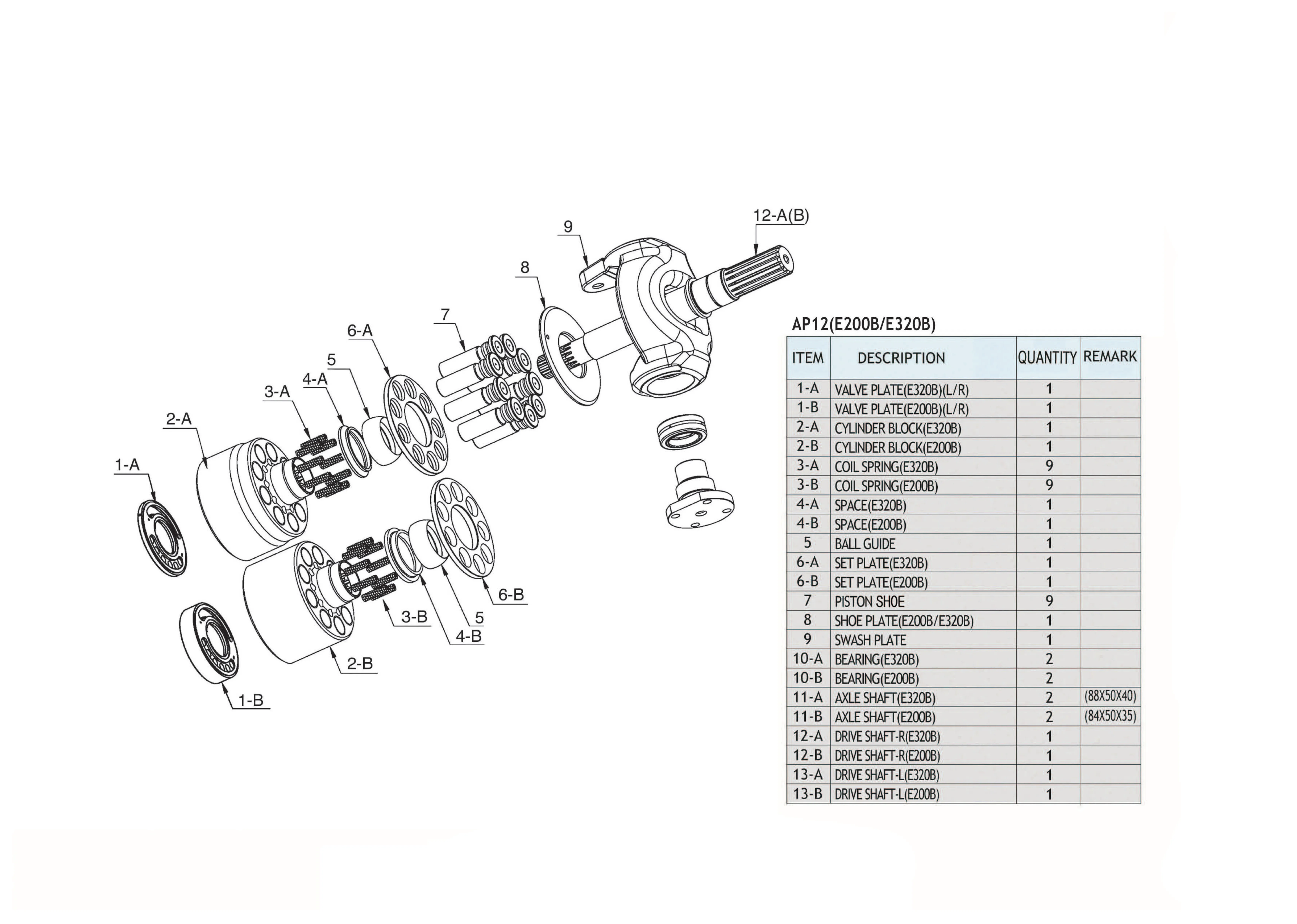 

Hydraulic Pump Kits Piston Pump parts Inner Spare Parts Repair kits For Caterpillar AP14(CAT325C)