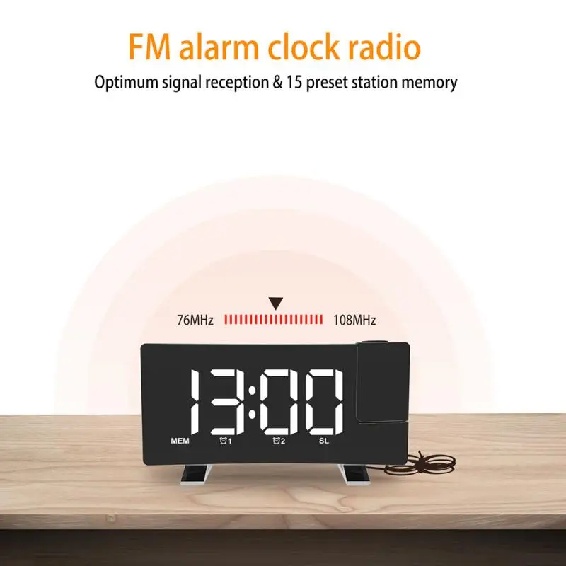 Будильник с таймером и FM-радио цифровые светодиодные часы вращающийся проектор