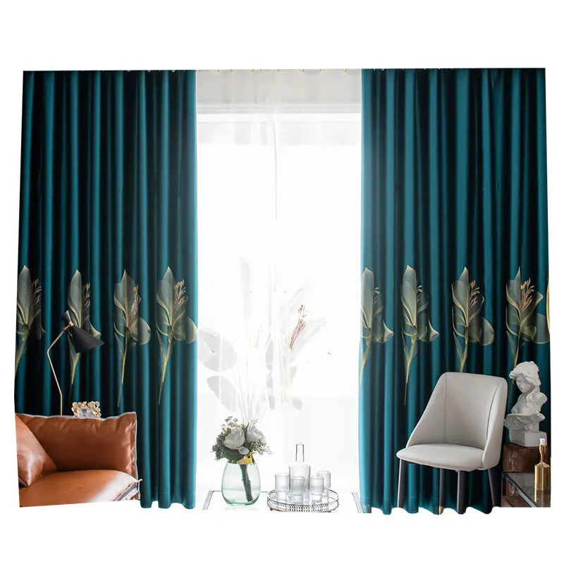 

New Style Gong Brocade 3D Jacquard Embroidered Blackout Curtain Cloth Light Luxury Living Room Bedroom Balcony Custom Curtains
