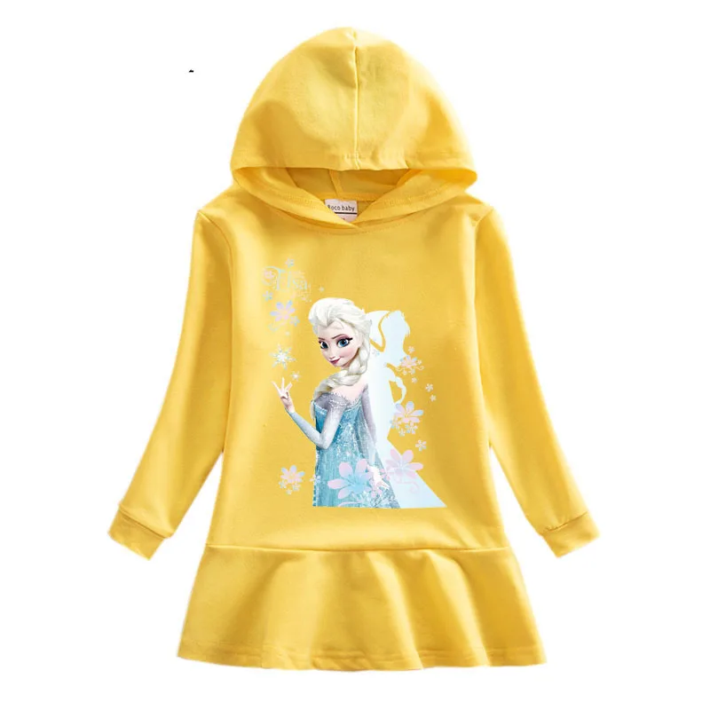 

Костюм Принцессы Диснея Эльзы, Осенний свитшот с капюшоном, платья для девочек, осенний костюм для маленьких детей, наряды для вечевечерние ...