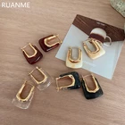 НОВЫЕ геометрические акриловые U-образные серьги из прозрачного золотистого металла для женщин