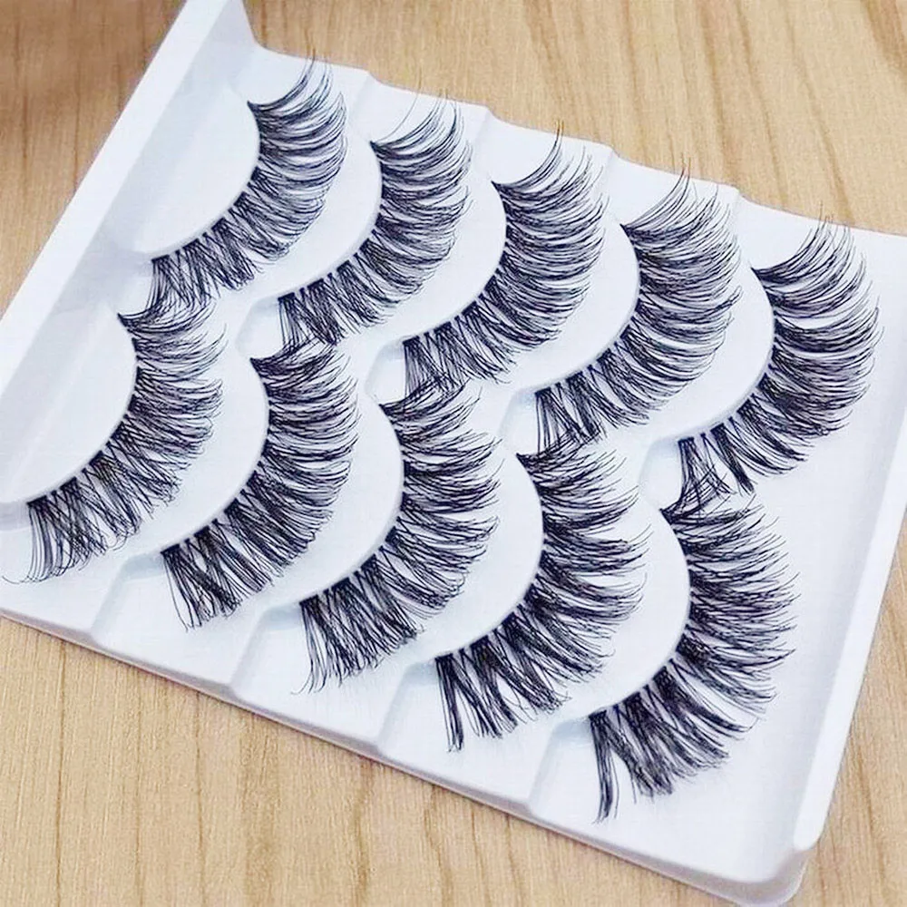 

2021,Makeup Handmade 5Pairs Natural Long False Eyelashes Extension Exquisite Makeup Eyelash Silk Eyelashes maquiagem