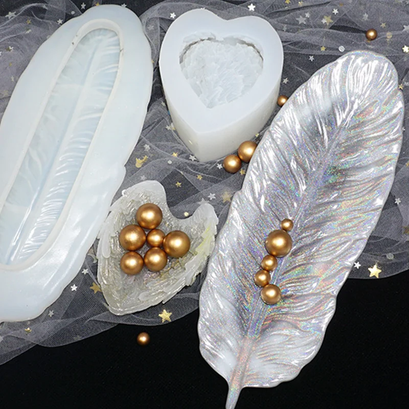 

IBOWS DIY Mold Love Feather Wing Storage Box Crystal Epoxy Swing Table Plate delicate Creative Handmade Craft Mould