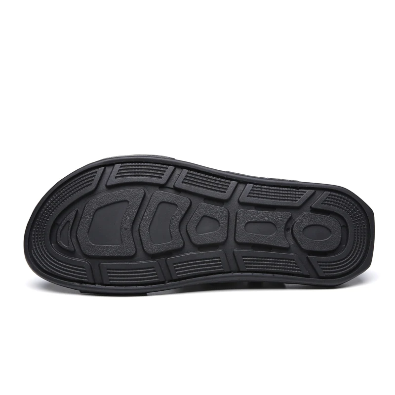 

2021 New Summer Men Sandals Slippers Leather Solid Black Casual Buckle Non-slip Outside Slip on Slides Men's Sandal Sliper Shoes