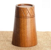 fast shipping wood cup vintage handmade wooden tea drinking cup milk beer coffee mug wood glass wholesale