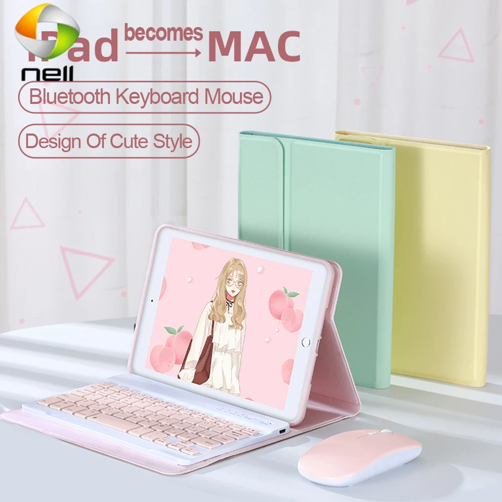 

Keyboard for ipad Mini 4 5 Case Bluetooth Mouse Case for iPad Apple mini 1 2 3 Tablet Computer Lovely Leather Silicone Cover