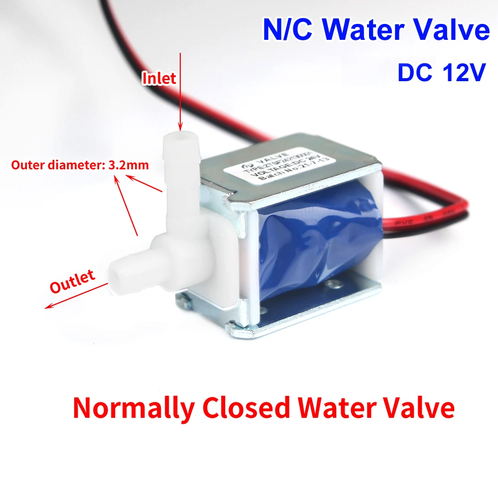 

N/C Normally Closed Mini Water Valve Air Valve DC 12V 280mA Micro Solenoid Valve Electric Vent Exhaust Garden Watering 6V 9V