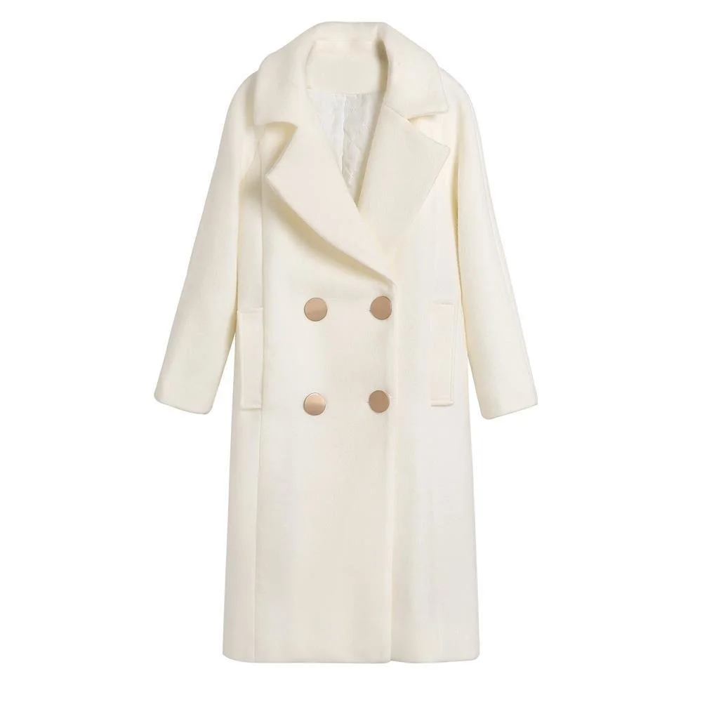 Vintage Sweet Female Overcoat Cashmere Coats Womens Loose Windbreakers Korean Autumn Trench Long White Coat For Women | Женская одежда