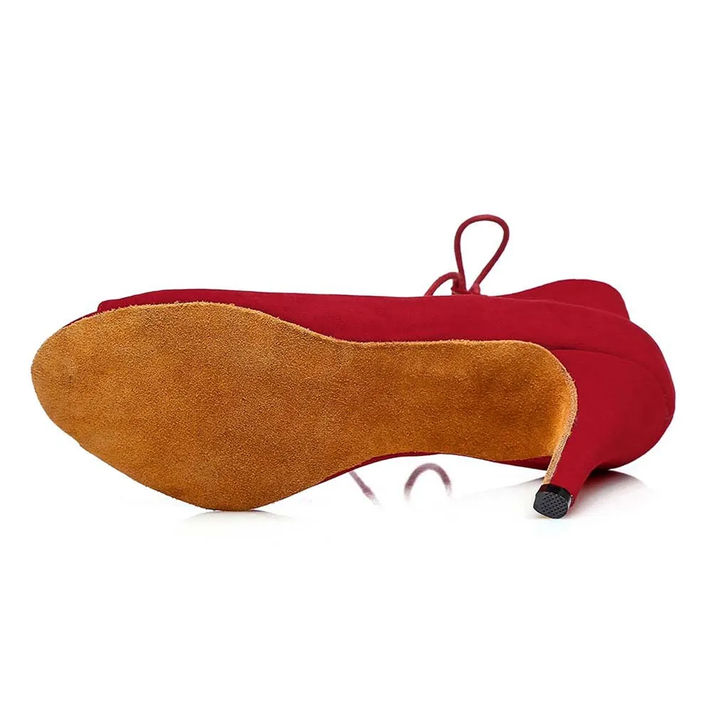Professional Women's High Heels For Dancing Latin Dance Sandals Ballroom Dance Shoes Salsa Heeled Girls Red Heels