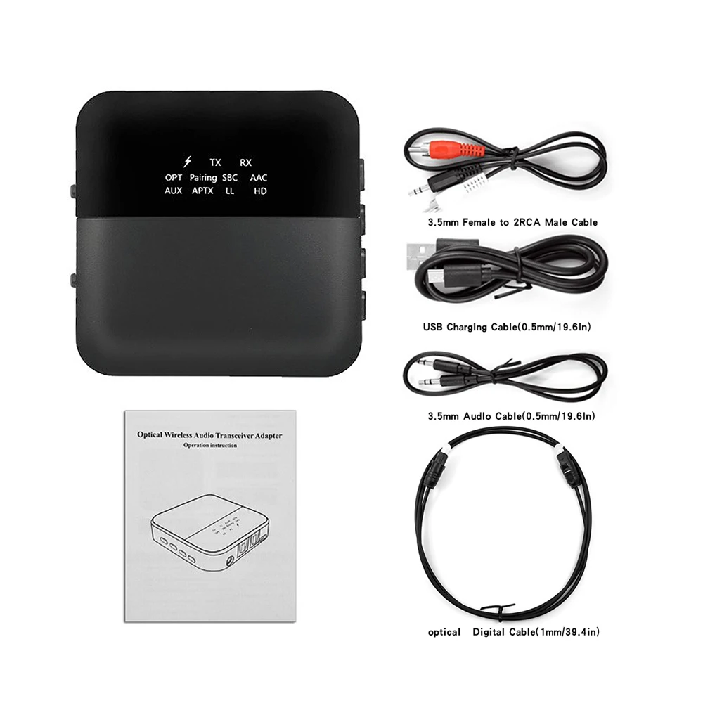Wireless 5.0 Transmitter Receiver Audio aptX HD Low Latency 3.5mm Jack/Spdif Adapter Receptor for TV Headphones Car PC | Электроника