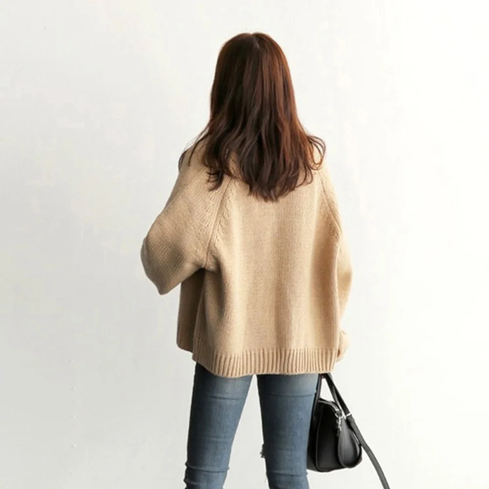 Женский зимний теплый повседневный свободный однотонный короткий вязаный