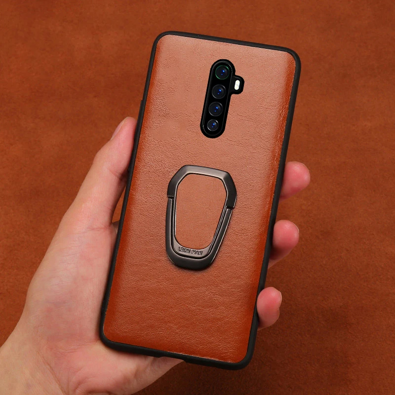 langsidi magnetic kickstand phone case for realme 7 7pro c3 x50pro genuine leather back cover for oppo reno 3 pro r17 a9 a5 2020 free global shipping