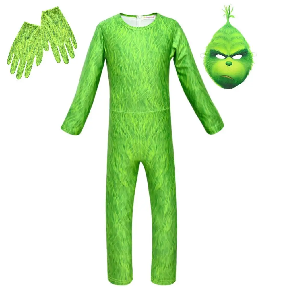Детский костюм для косплея Grinch комбинезон выступлений шарф маска|Страшные
