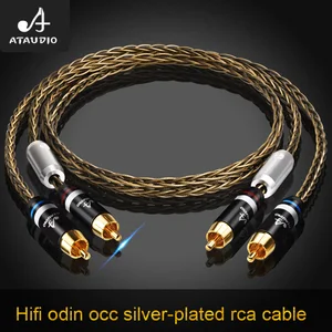 ataudio hifi silver rca cable high quality 2rca audio cable to connect amplifier and cd free global shipping