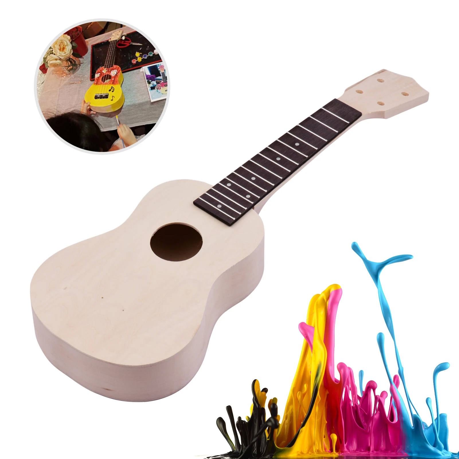 

21 Inch Unfinished DIY Soprano Ukelele Wooden Handmade Uke Kit