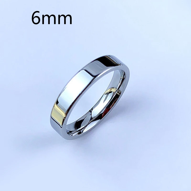 SHOUMAN 8mm 6mm Smooth Customized Stainless Steel Silver Color Ring for Women Men Custom Engrave Name Logo Lover Couple Jewelry