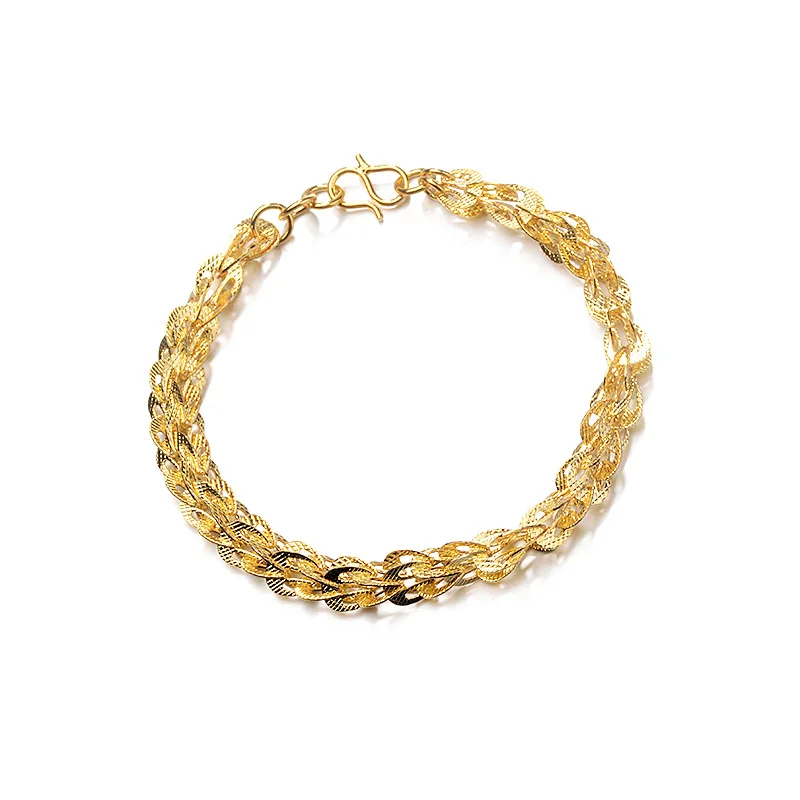 

14K Yellow Gold Color Glossy Bracelet Bizuteria Pulseira Bileklik Kehribar Gemstone Bracelets 14K Gold Jewelry for Women Box