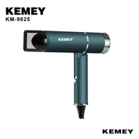 km 9825 foldable t shaped body lightweight one button gear adjustment hair dryer cold and hot air negative ion care 1000w50hz