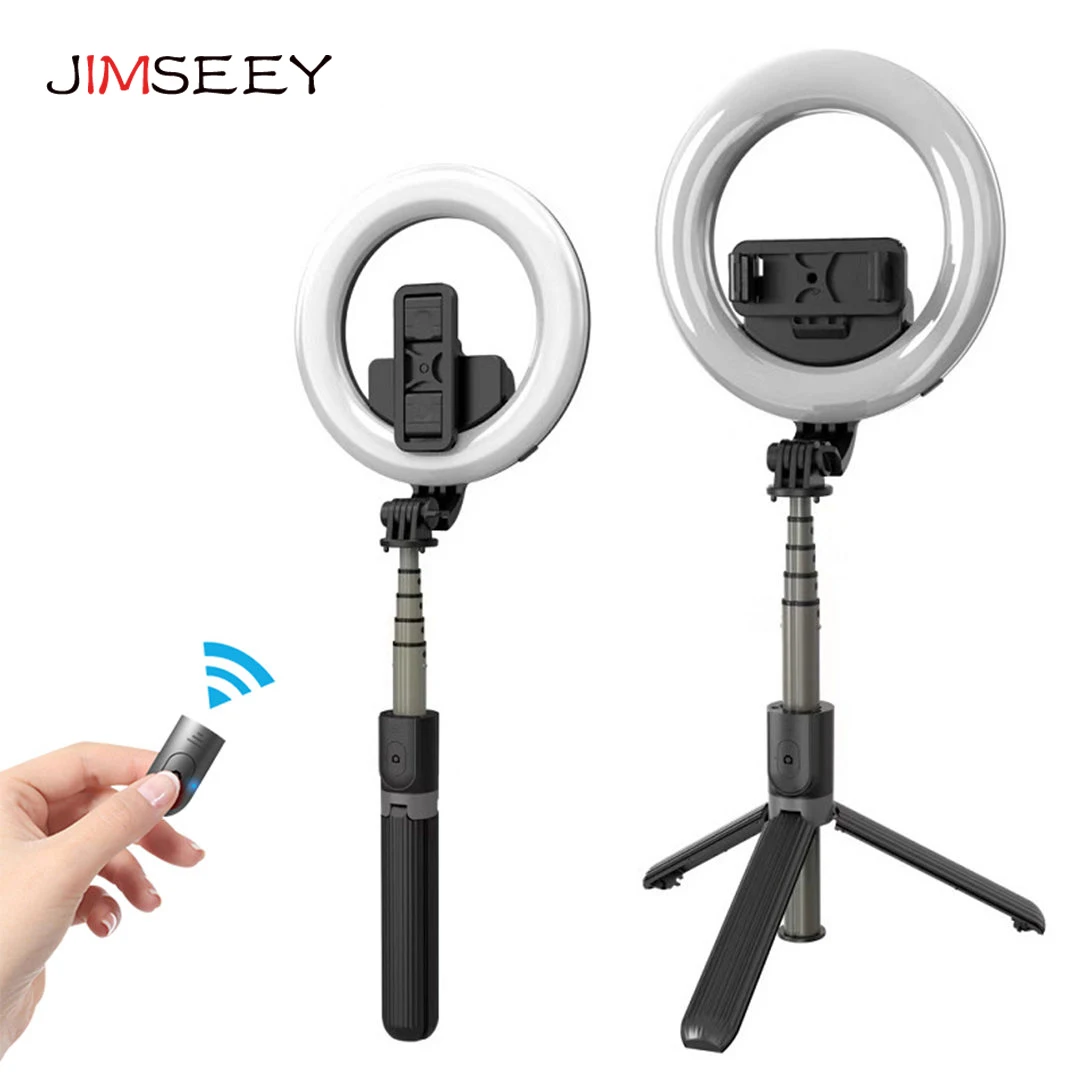 

Portable Bluetooth Wireless Selfie Stick With Led Ring Fill Light For Live Broadcast Tourism Tripods For iPhone 12 Pro Samsung