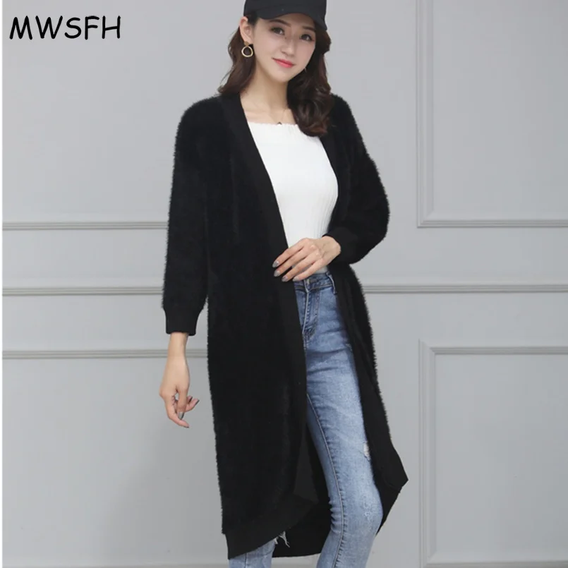 Куртка оверсайз из искусственной овечьей шерсти зимнее черное теплое пальто