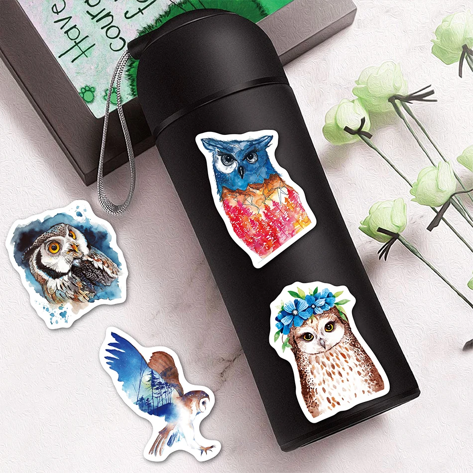 50pcs owl stickers pack waterproof cute animal vinyl stickers for laptop luggage mobile phone skateboard bicycle book guitar free global shipping