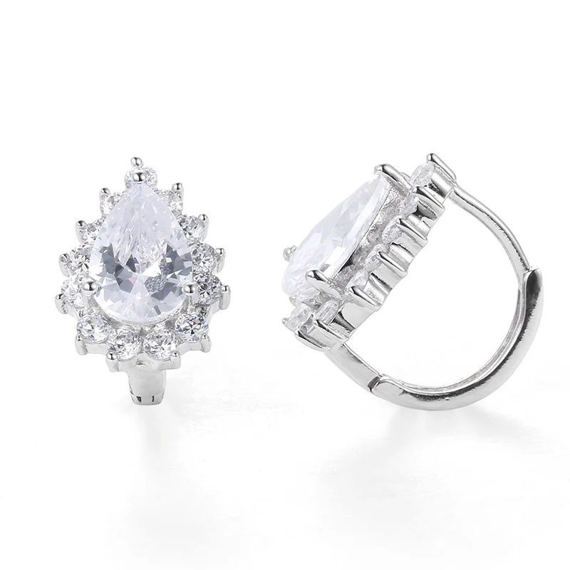 Low Price Women Pear Cut Zircon Clip Earrings Fashion Jewelry Promotion CLE001 | Украшения и аксессуары