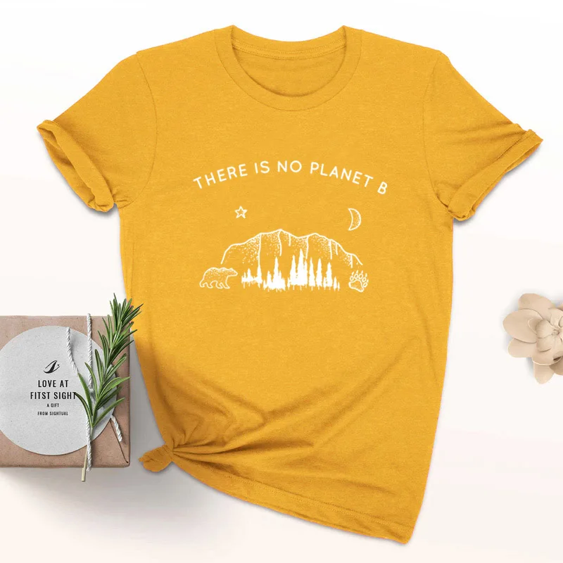 gold tee white text Футболка с изображением звезд, Луны, планеты, надписью «There is no Planet B», забавная футболка с надписью «Planet», стильная христианская футболка, Женская Винтажная Футболка - Цвет: gold tee white text