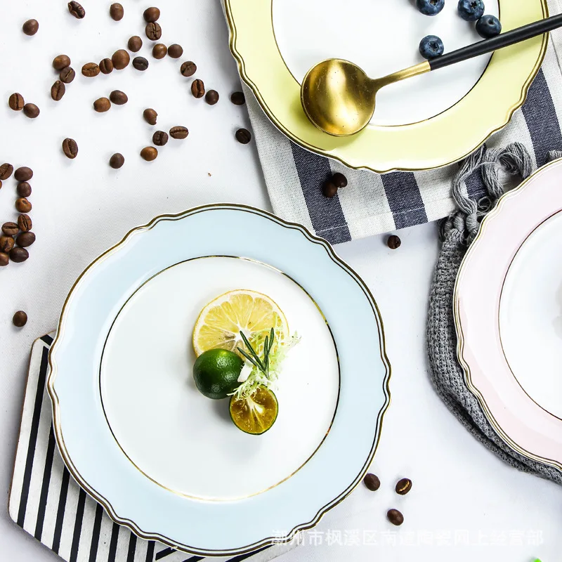 LEKOCH благодарности и отзывы Фарфор золотой край Девушка Ретро Макарон тарелка