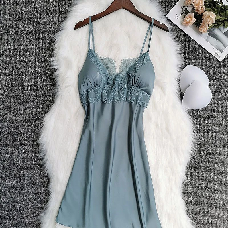 

Женская ночная рубашка Kleid с подтяжками, сексуальная соблазнительная одежда для сна, женская летняя кружевная соблазнительная ночная рубаш...