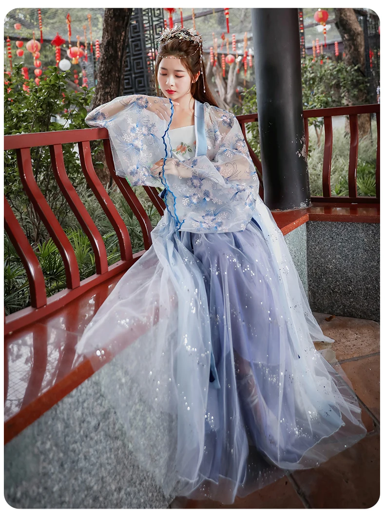 Традиционный Hanfu Женский китайский костюм Тан древний костюм юбка Феи Восточный элегантный одежда принцессы для косплея DL4455