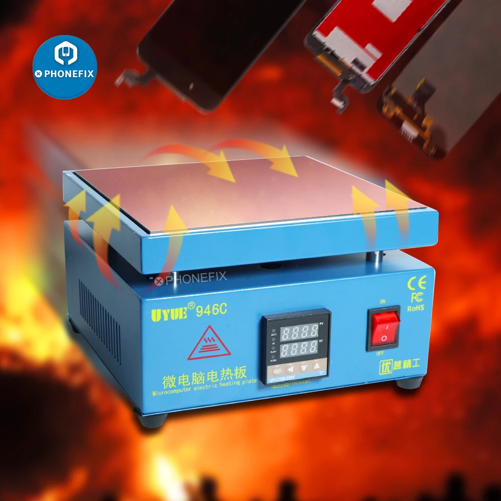 uyue 946c heating station electronic hot plate maintenance preheating platform for pcb smd heating phone lcd touch screen repair free global shipping
