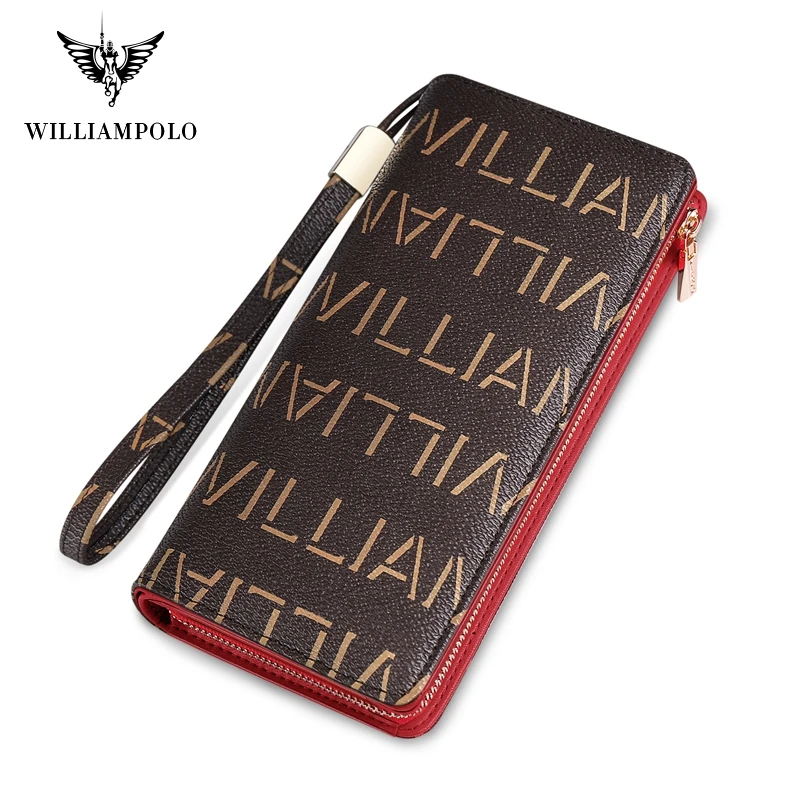 Женский кожаный кошелек клатч Williampolo Длинный на молнии для iPhone 191447|Мужские
