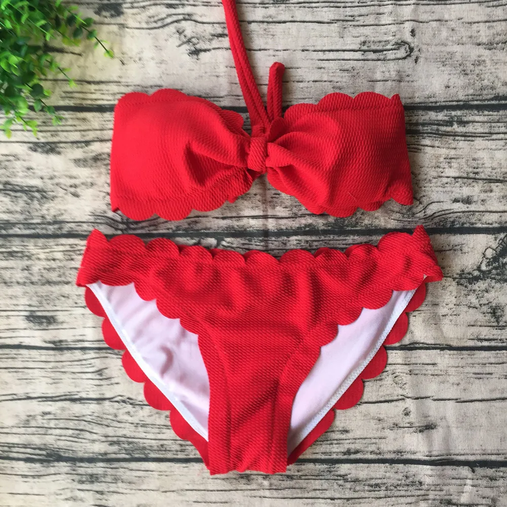 Сексуальный бикини Одноцветный топ труба на бретелях Твердый Чехол Раздельный