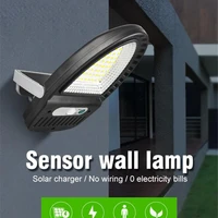 outdoor solar lights led street sunlight motion sensor wall lamp garden fence lighting 3 modes ip65 waterproof pir motion sensor