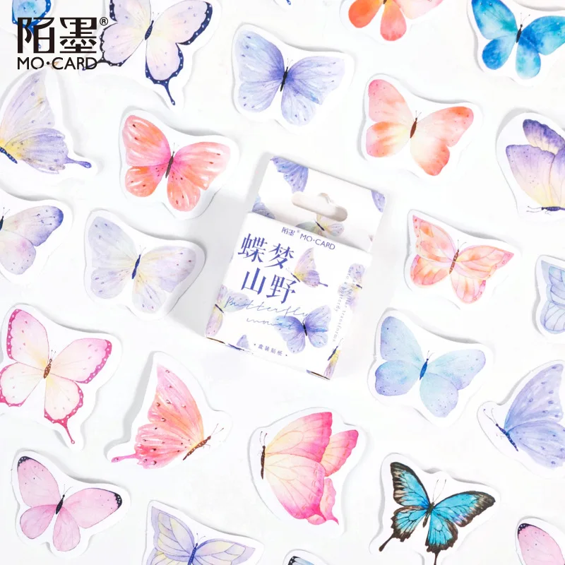 

46pcs/lot Colorful Butterfly Stickers Junk Journal Decorative Box Stickers Small DIY Scrapbooking Album Diary Stickers Planner