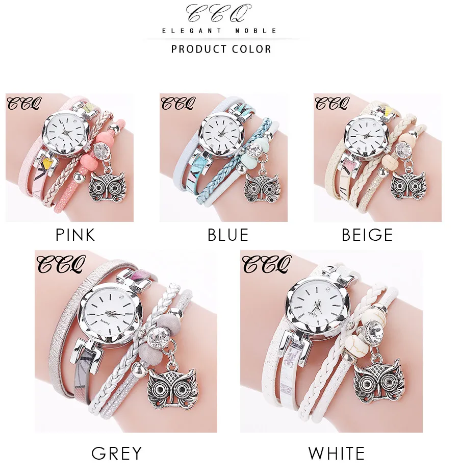 

Fashion Women Girls Watch Quartz Owl Pendant Ladies Dress Bracelet Classic Concise Ladies Watch Solid Color Beautiful 2021#2