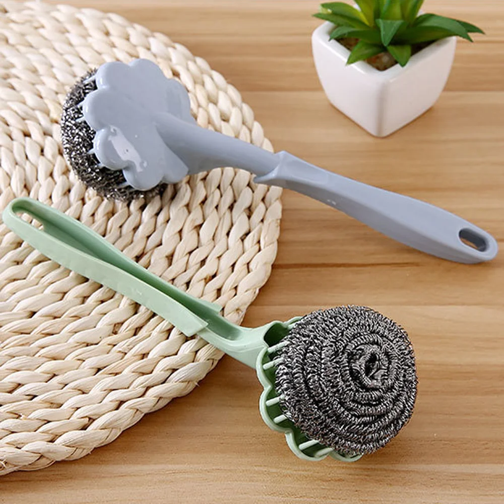 Щетки с длинной ручкой для сковородок щетка из нержавеющей стали шариками