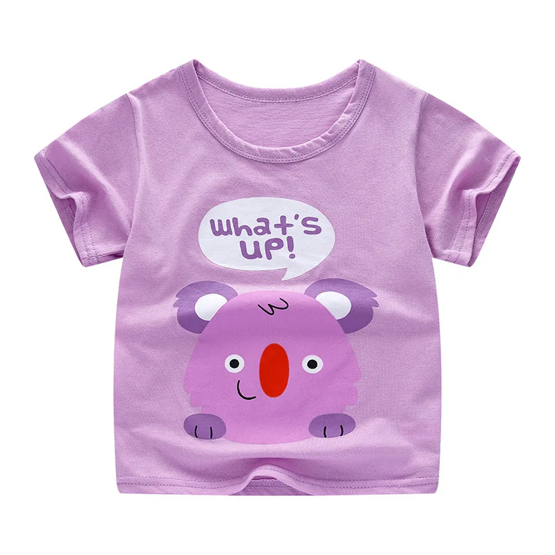 

OHMETOY 2021 Summer Kids T-shirt Fashion Multicolor Clothes Boys and Girls Short Sleeve O-Neck Children's Cotton T-shirts