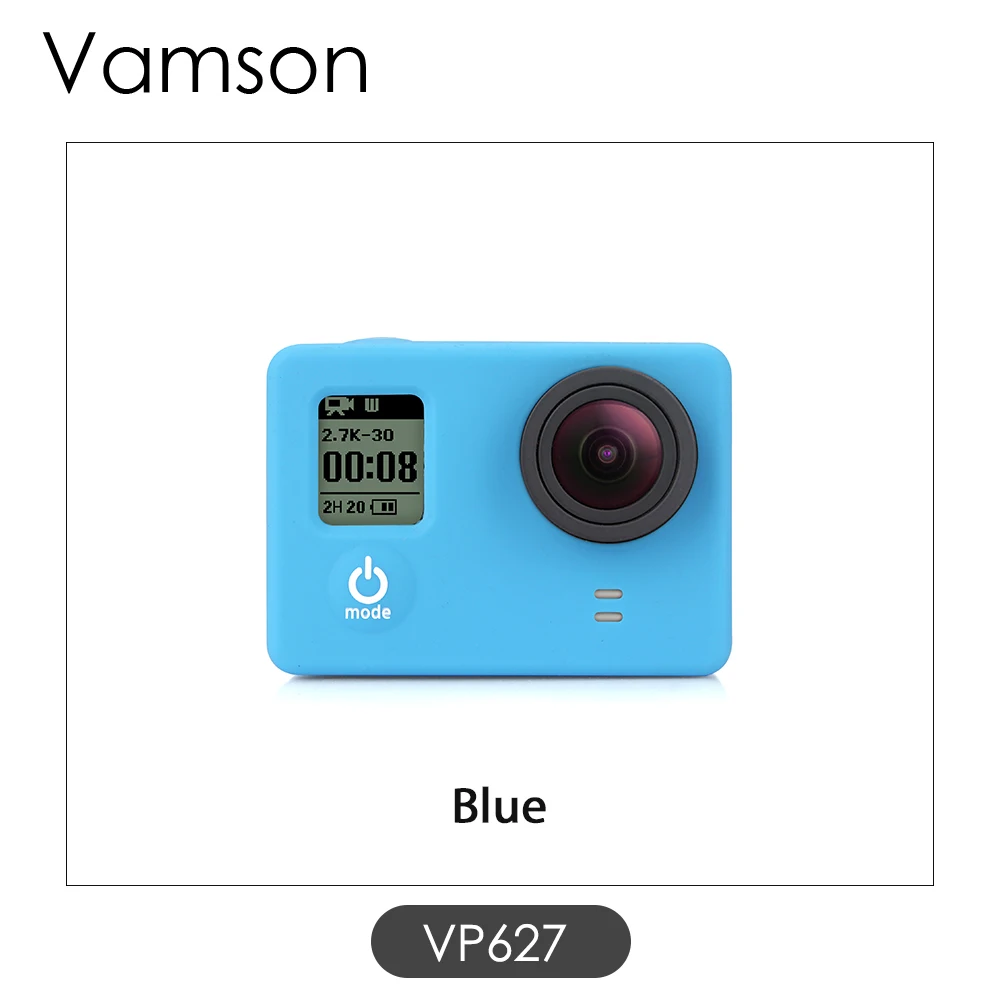 Vamson для Gopro аксессуары силиконовый 3 цвета гелевый резиновый защитный чехол пылезащитный кожаный чехол для GoPro Hero 4 3+ 3 камеры VP627 - Цвет: Blue