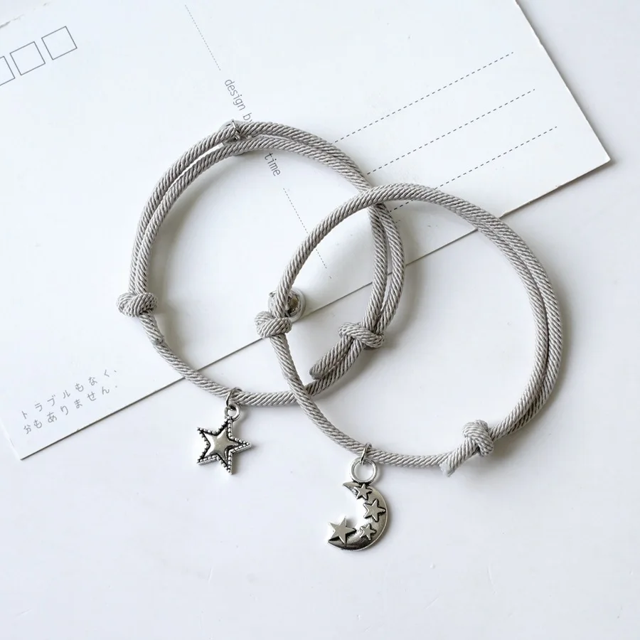 2023 Новый Миланский Браслет "Звезда Луна" для пары из каната с магнитным притяжением, подарок рукамагнит для студента-иностранца подруге