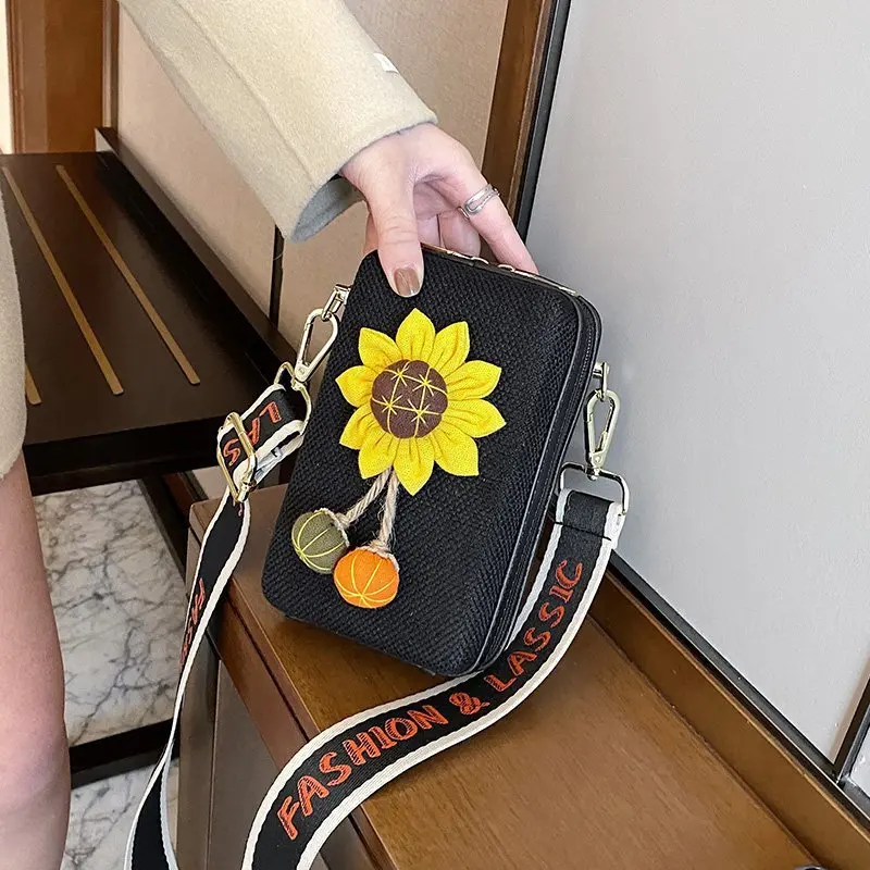 

Women's Small Bag for Phone 2021Trend Luxury Cute Purses and Handbags Ladies Fashion Lattice Doll Brand Wide Female Shoulder Bag